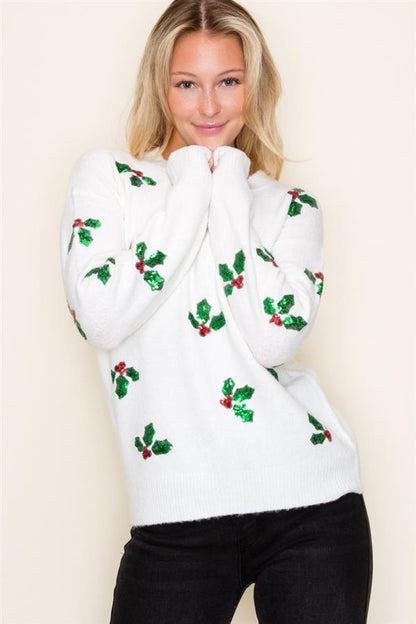 Christmas Sequin Mistletoe Sweater
