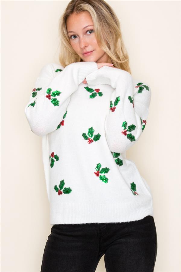 Christmas Sequin Mistletoe Sweater