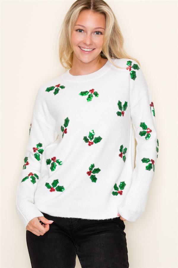 Christmas Sequin Mistletoe Sweater