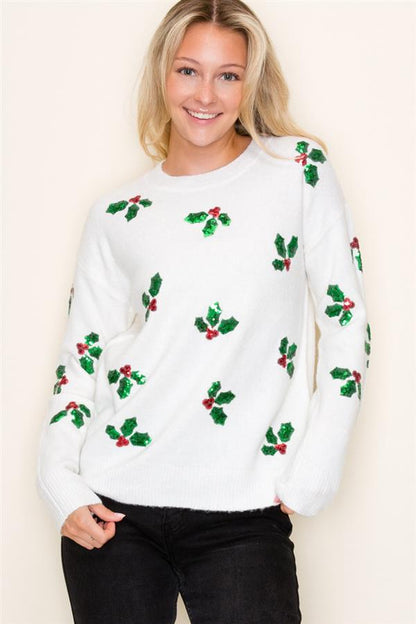 Christmas Sequin Mistletoe Sweater