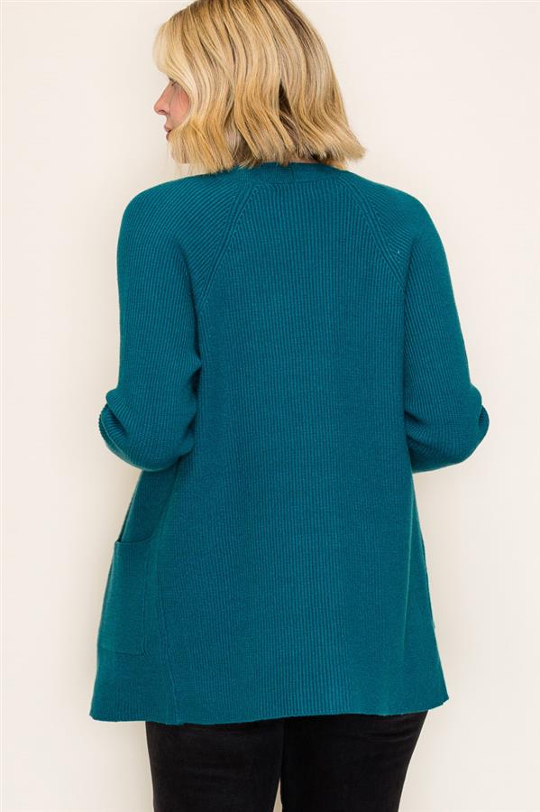 Ribbed Open-Front Cardigan