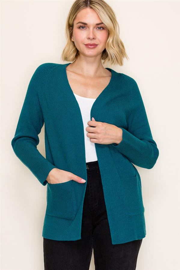 Ribbed Open-Front Cardigan