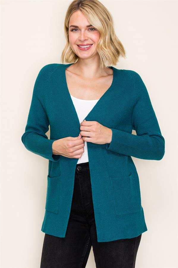 Ribbed Open-Front Cardigan