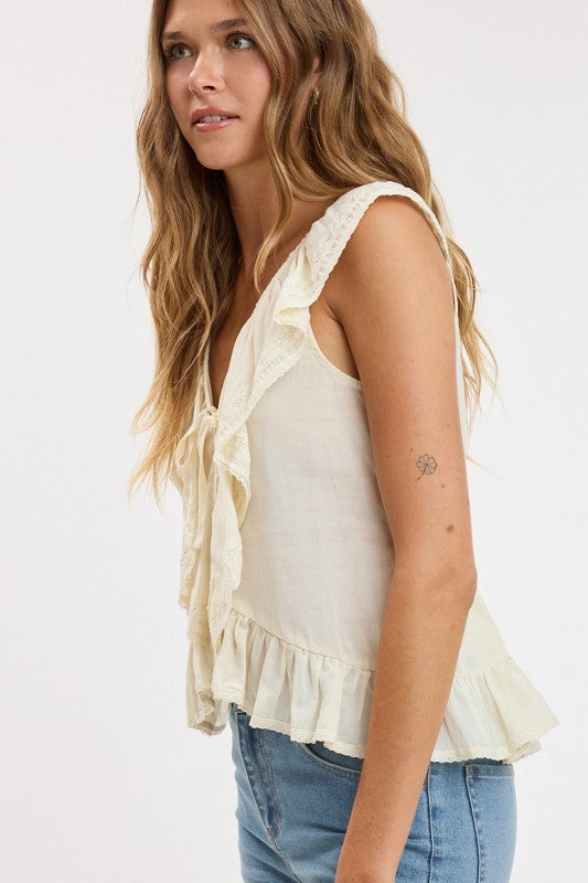 Cascading Ruffle Lace Top
