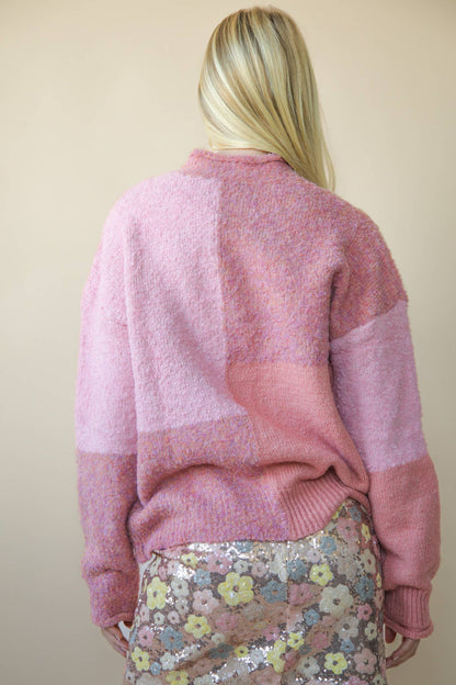 Oversized Color Block Cozy Knit Sweater Top