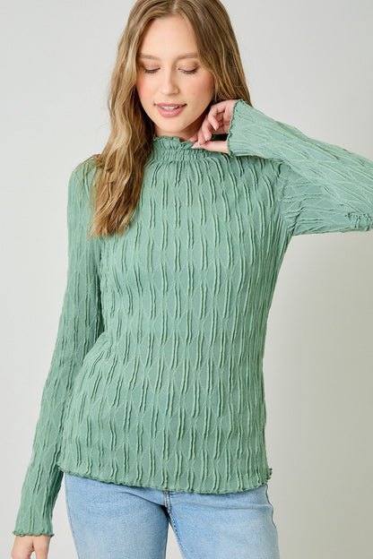 Lettuce Edge Textured Knit Top