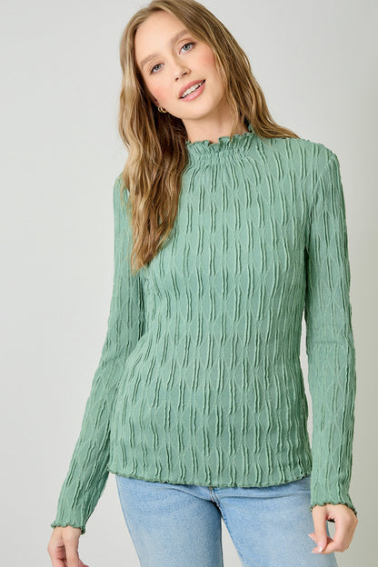 Lettuce Edge Textured Knit Top