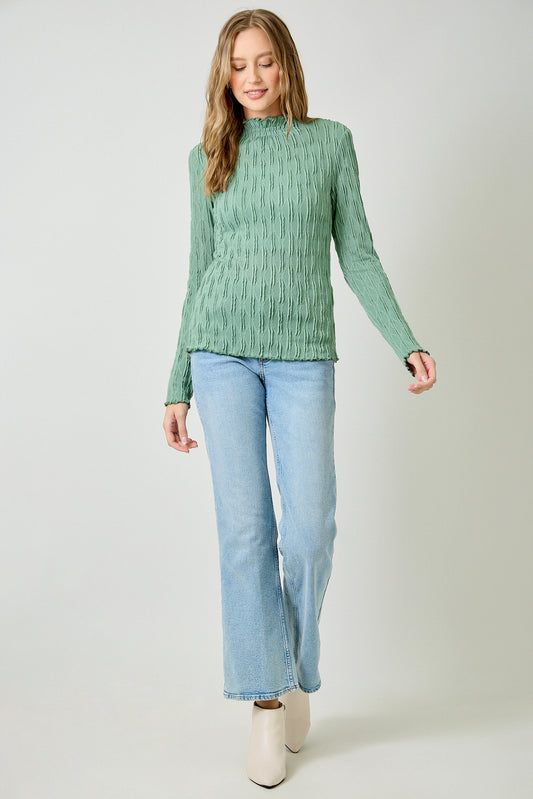 Lettuce Edge Textured Knit Top