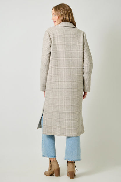Houndstooth Plaid Long Coat