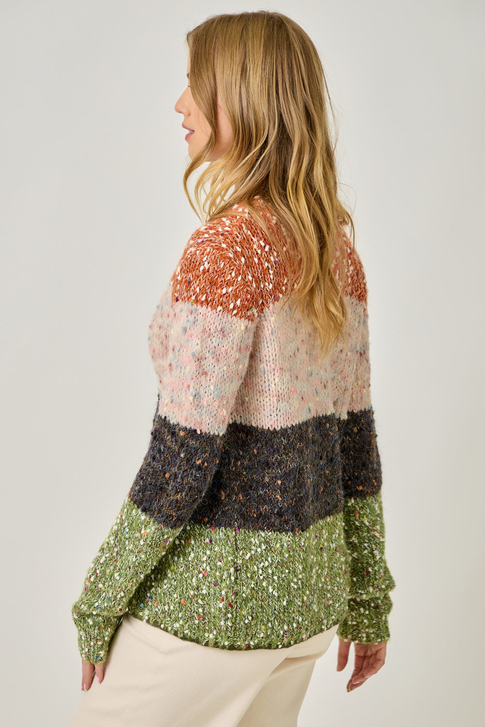 Melange Color Blocked Cardigan