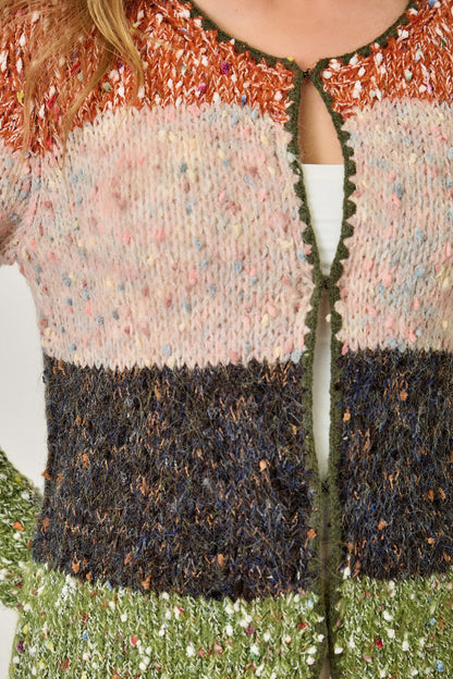Melange Color Blocked Cardigan