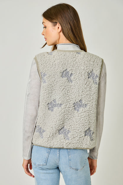 Embroidered Teddy Fur Vest