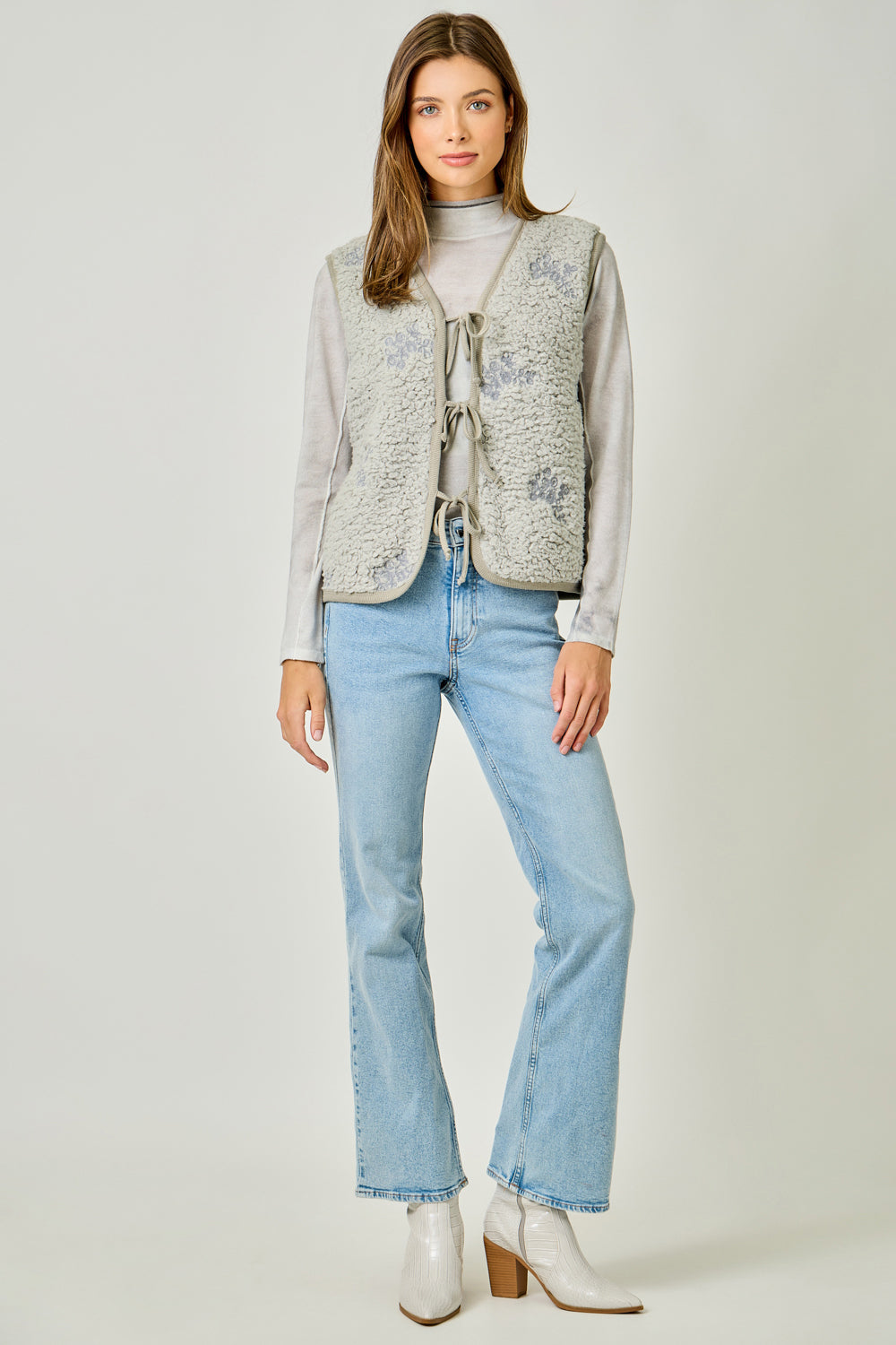 Embroidered Teddy Fur Vest