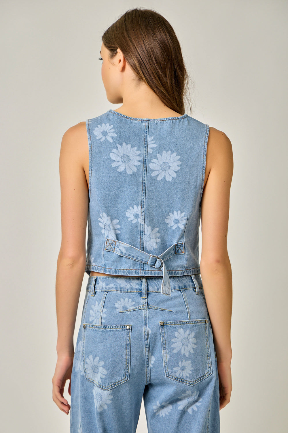 Printed Denim Vest