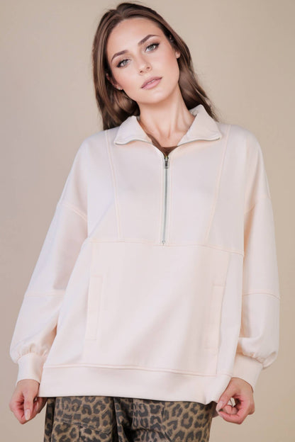 Half Zip UP Oversized Pullover