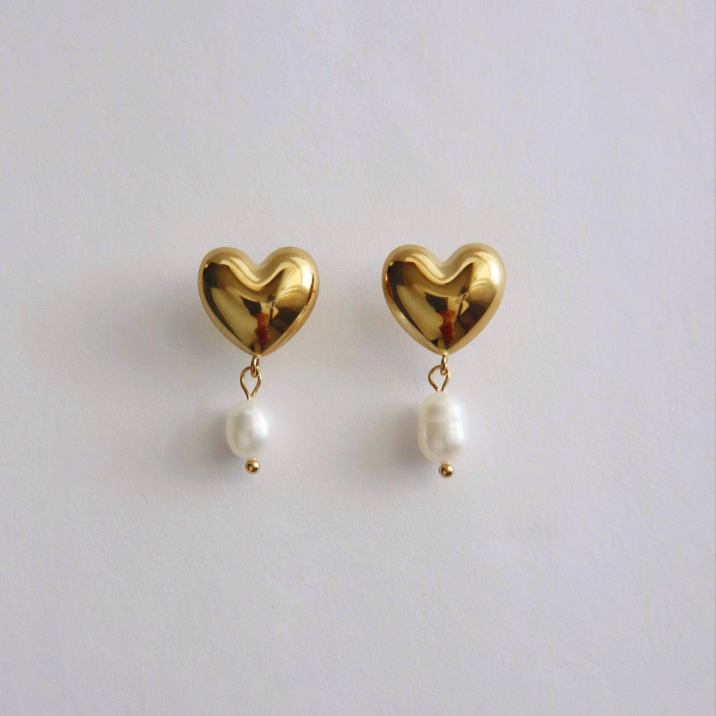 Pearl Drop Heart Earrings