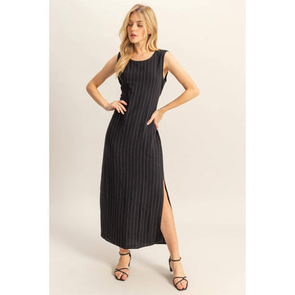 Striped Side Slit Maxi Dress