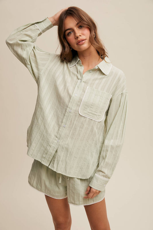 Soft Striped Button Up Shirt