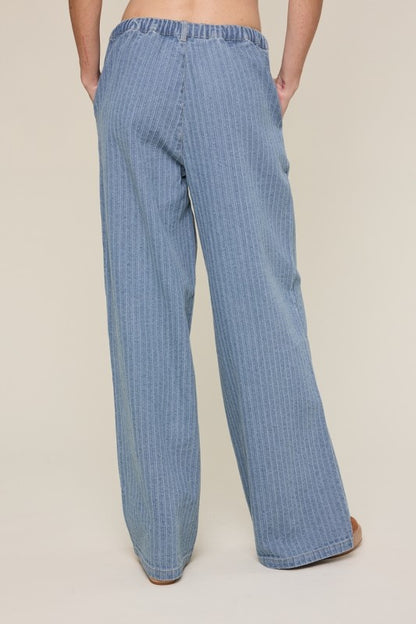 Striped Textured Denim Pants