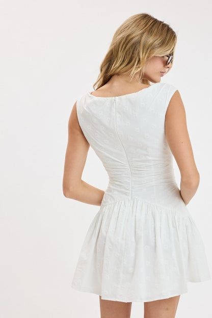 Eyelet Floral Embossed Mini Dress