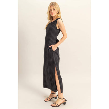 Striped Side Slit Maxi Dress
