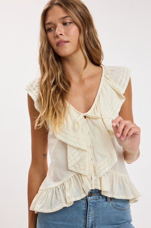 Cascading Ruffle Lace Top