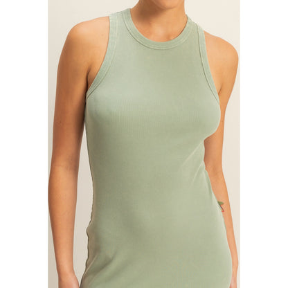 Acid Washed Ribbed Mini Dress