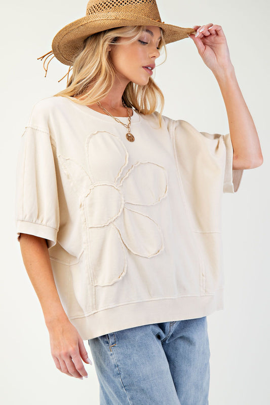 Daisy Patch Mineral Washed Terry Knit Pullover