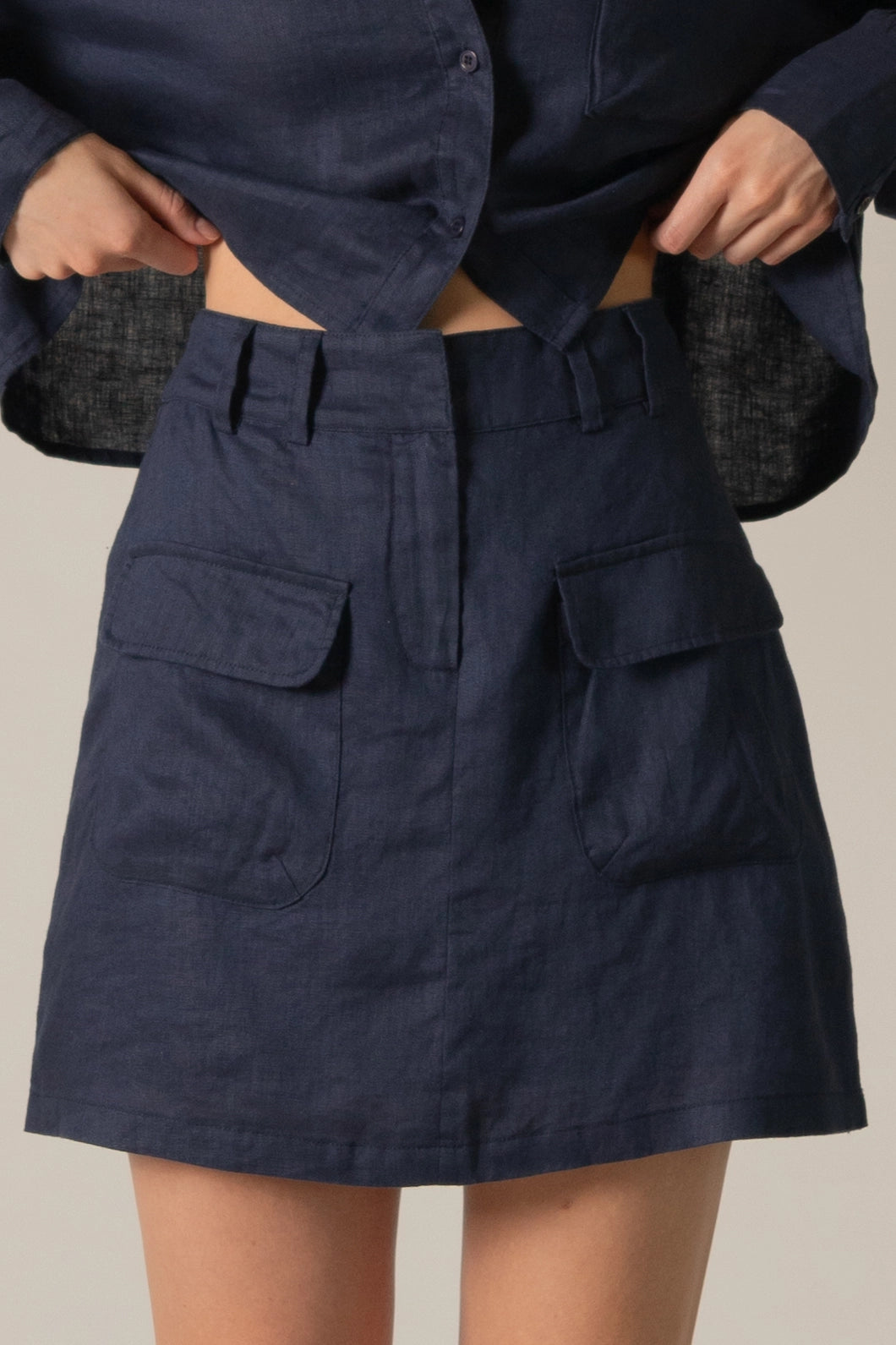 Diamond Linen Cargo Skirt