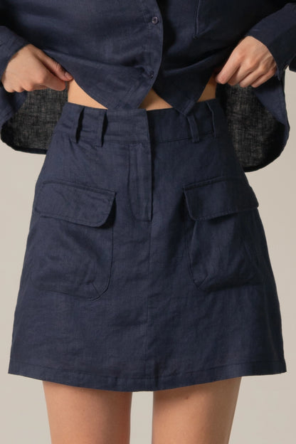 Diamond Linen Cargo Skirt