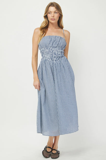 Seersucker Gingham Midi Dress