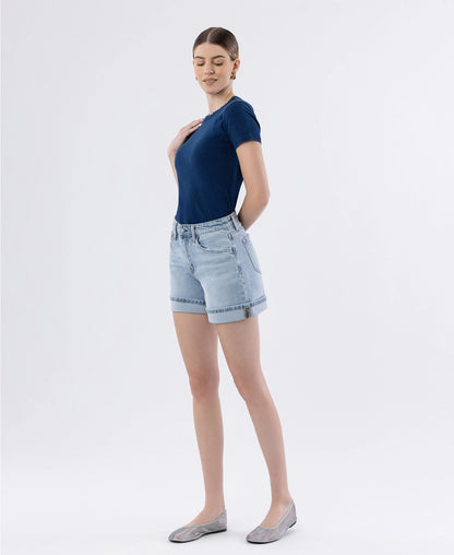 Rebecca High Rise Cuffed Denim Shorts