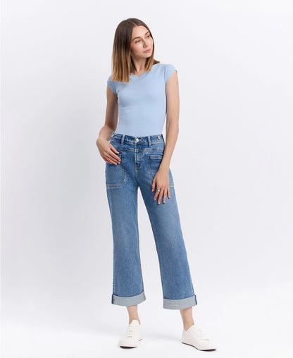 Aileeah High Rise Slim Wide Jeans