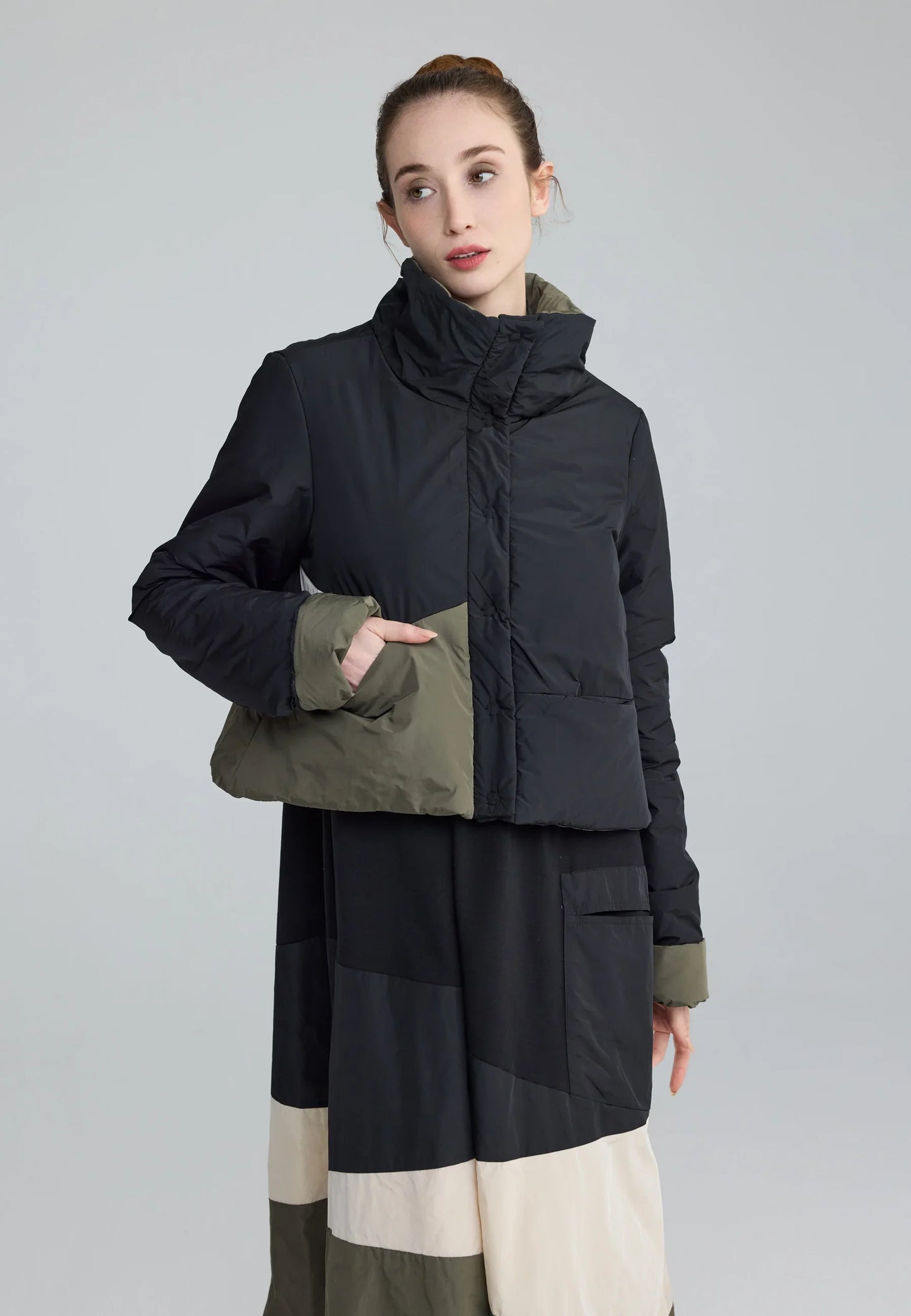 Delora Cropped Panel Coat