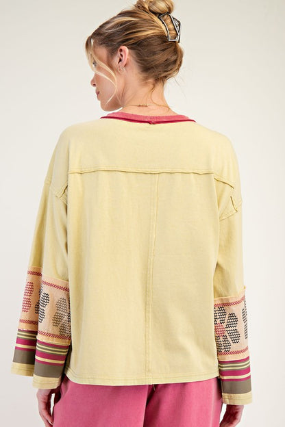 Mineral Washed Floral Patch Cotton Pullover