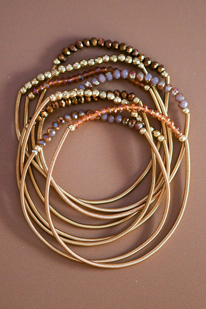 Stretchy Layered Guitar String Beaded Bracelet Set