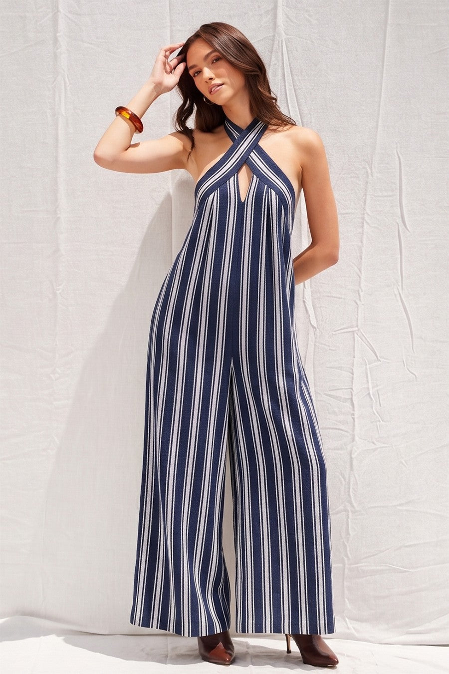 Striped Wide-Leg Jumpsuit