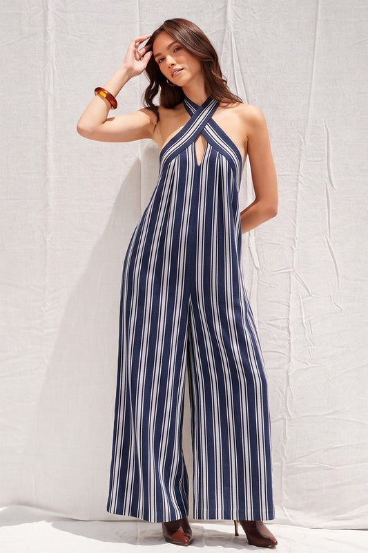 Striped Wide-Leg Jumpsuit