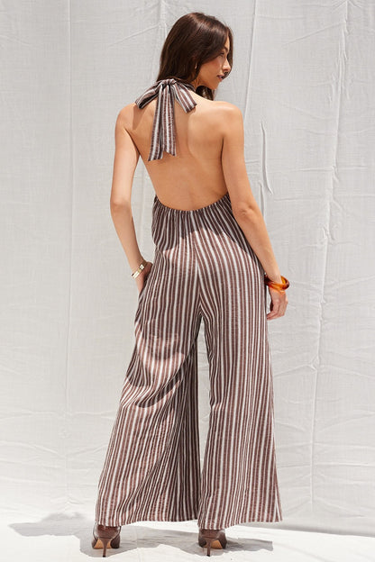 Striped Wide-Leg Jumpsuit