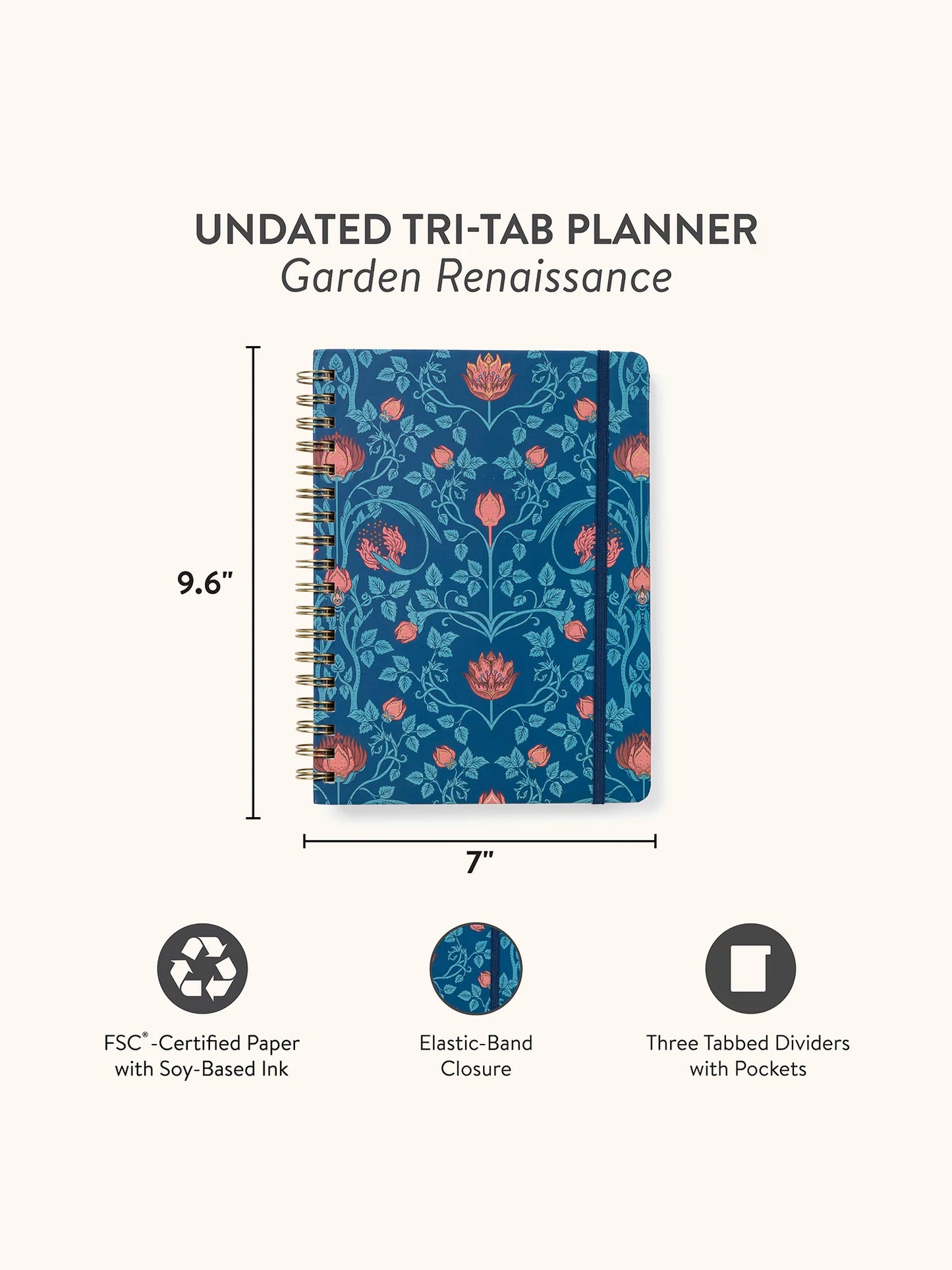 Garden Renaissance Undated Tri-Tab Planner