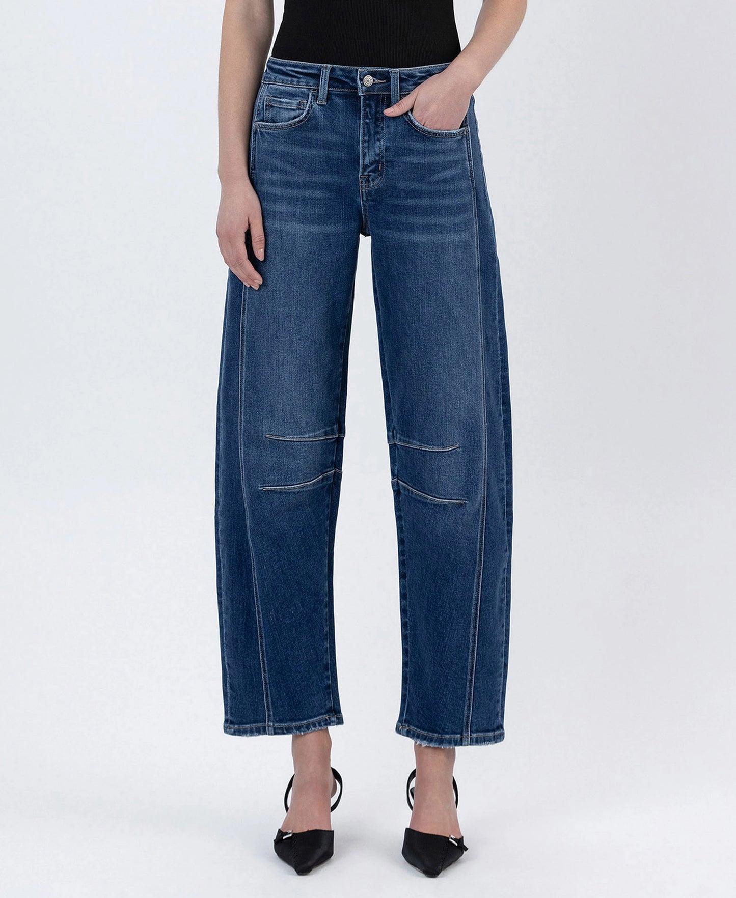 High-Rise Barrel Leg Jeans