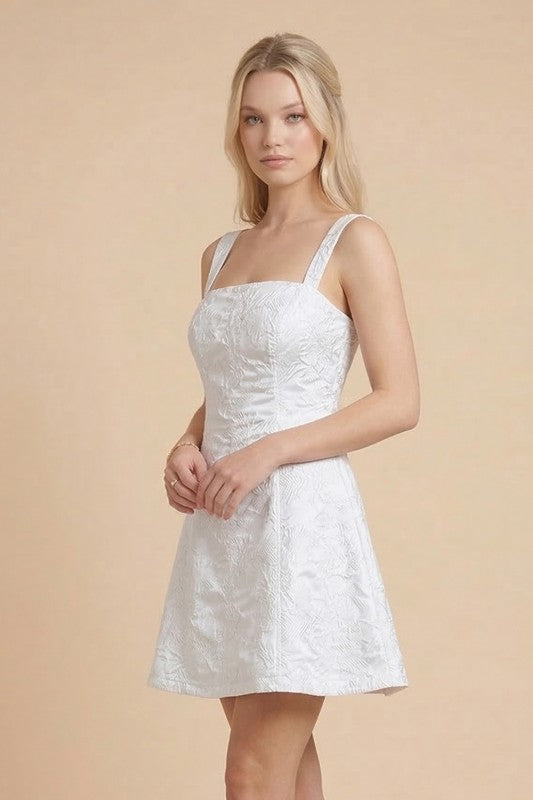 Jacquard Textured Fit and Flare Mini Dress