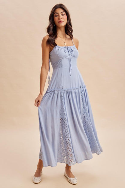 Flowy Lace Inset Maxi Dress