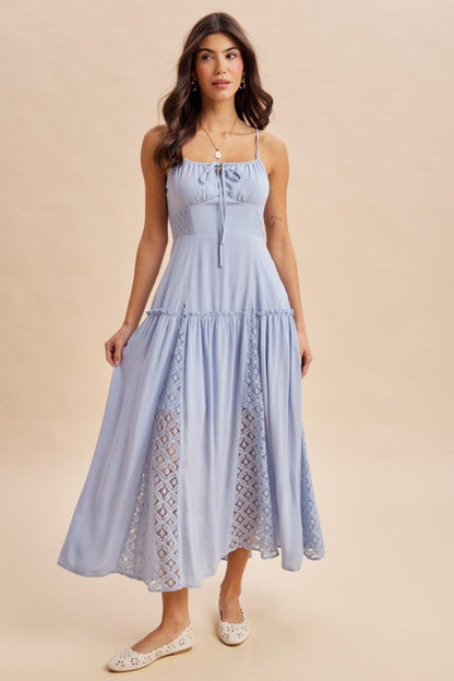 Flowy Lace Inset Maxi Dress