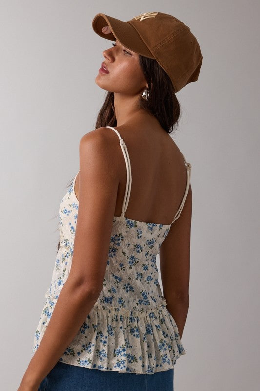 Vintage Textured Floral Cami Top