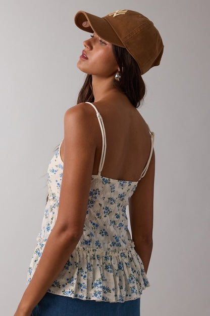 Vintage Textured Floral Cami Top