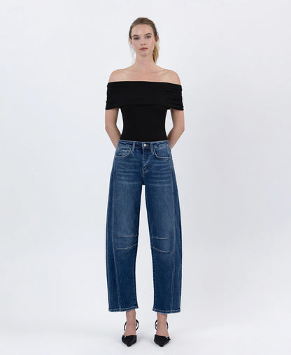 High-Rise Barrel Leg Jeans