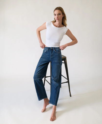 High-Rise Barrel Leg Jeans