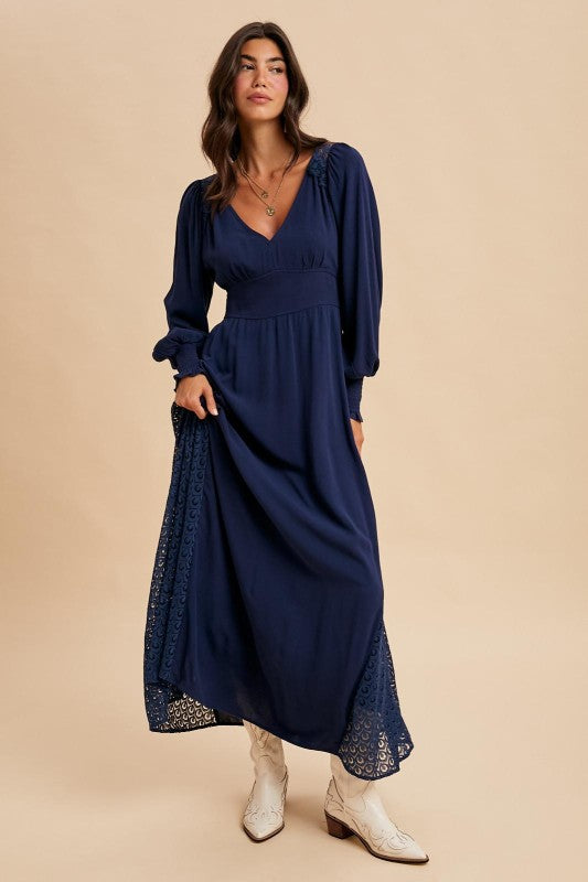 Dramatic Lace Panel Maxi Dress