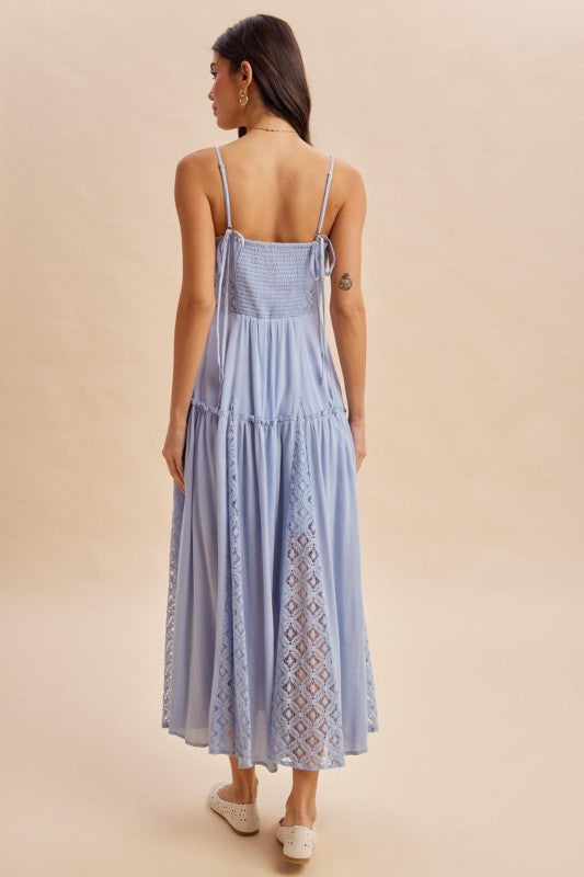 Flowy Lace Inset Maxi Dress